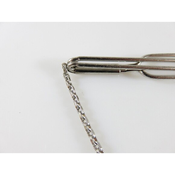 Vintage Swank Sterling Silver Tie Bar Clamp With Dangling Plaque for a Monogram - Picture 3 of 12